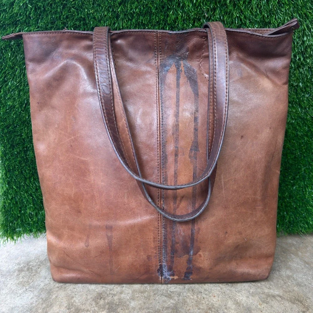 Frye Melissa Simple Saddle Tote Leather Bag Women's Western Brown